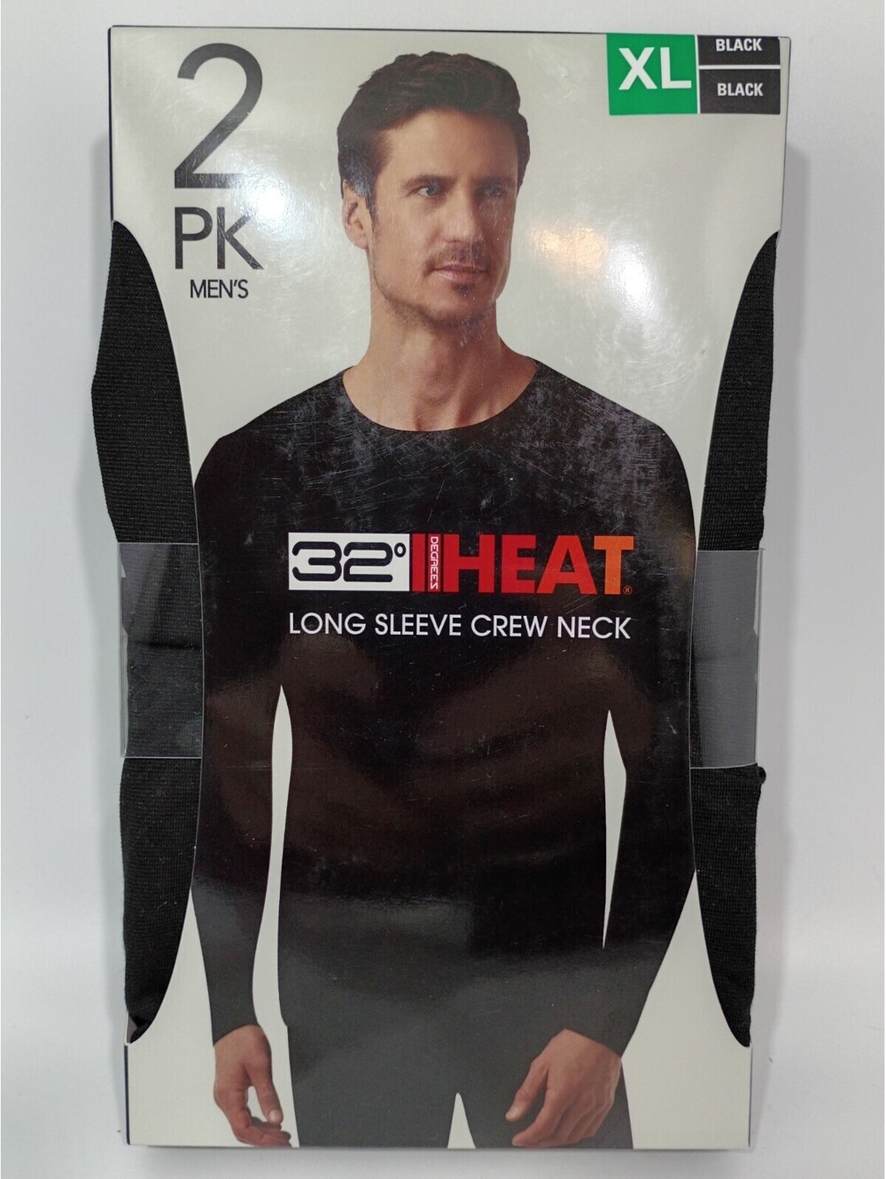 32 Degrees Heat 2 Pack Mens Black Long Sleeve Crew Neck Top - Size XL
